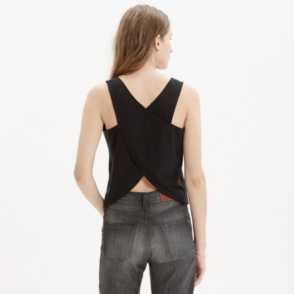 Madewell Tops - Madewell Cross Back Crop Tank Black XS